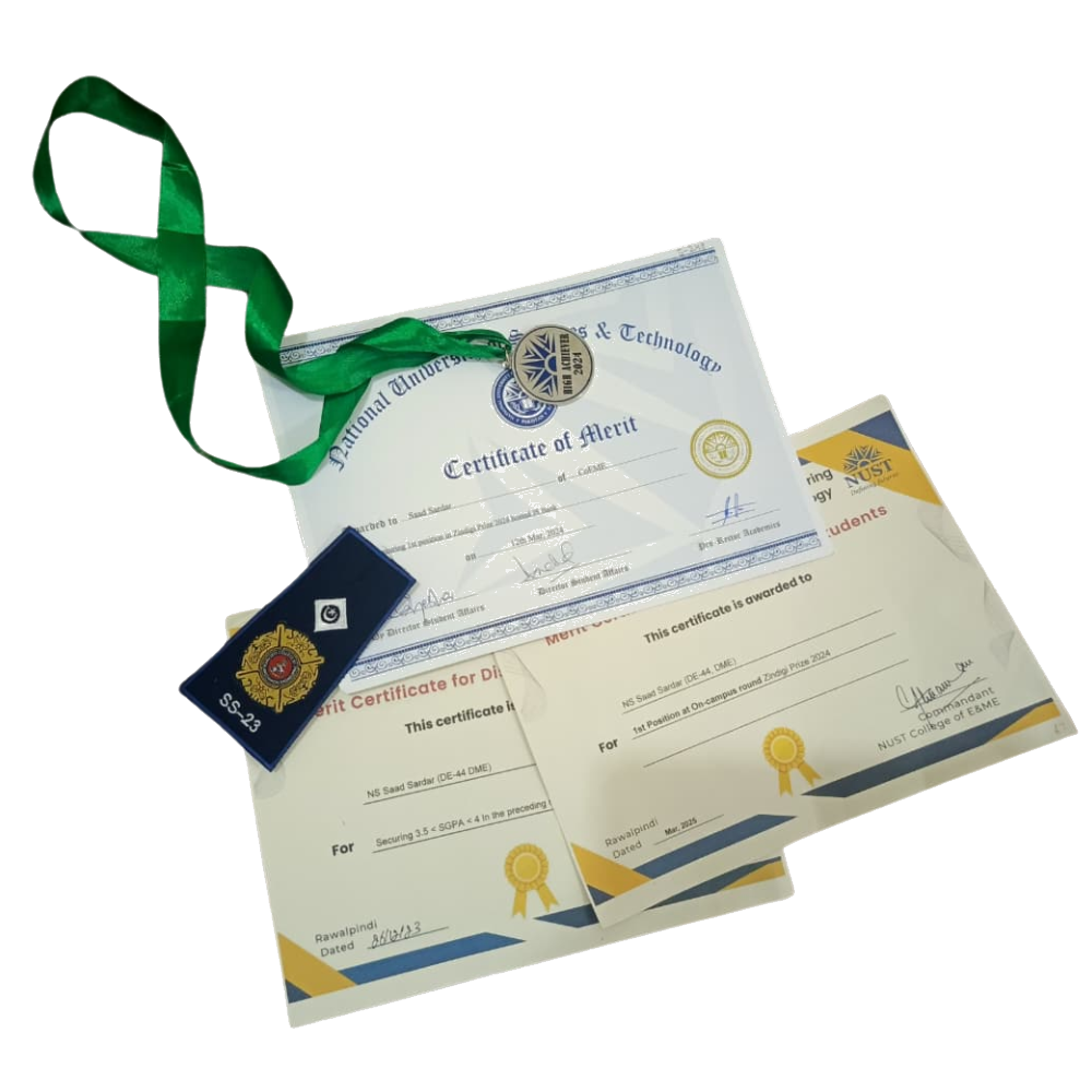 NUST high achievers awards certificates and medal